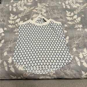 Express White and Blue Geometric Top